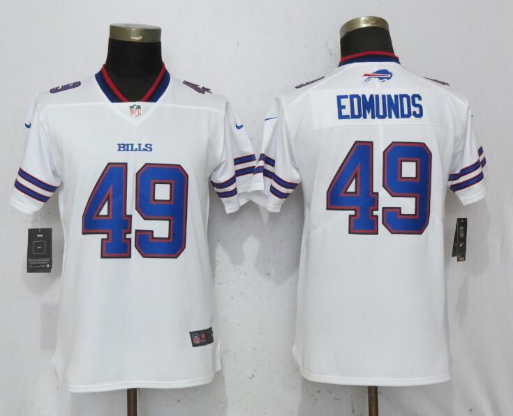 Women Buffalo Bills #49 Edmunds White Nike Vapor Untouchable Limited Playe NFL Jerseys->women nfl jersey->Women Jersey